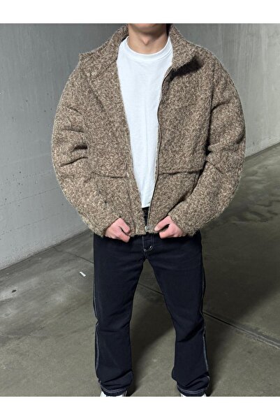 MR.FREGOLİ Bej Oversize Yün Görünümlü Ceket
