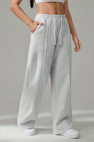 Sun Victoria Women's Gray High Waist Wide Leg Loose Trousers