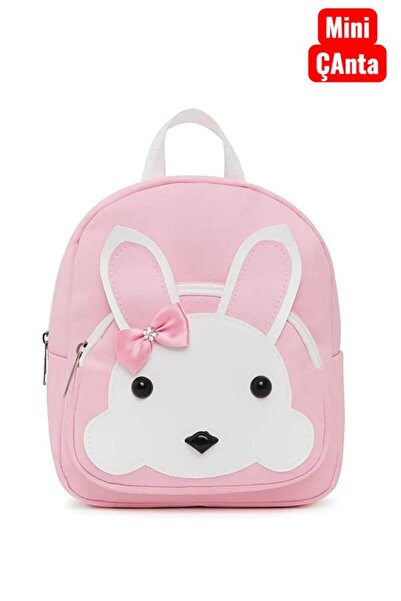 nuvora Rucsac de școală mini ușor și confortabil cu figurină de iepuraș mic p...