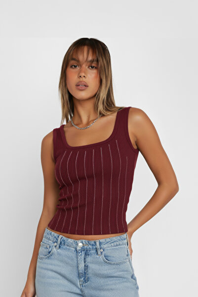 Nerth Thick Strap Stone Print Patterned Crop Women's Tank Top