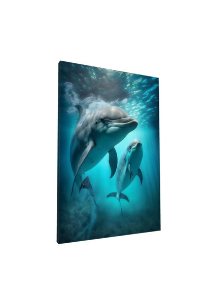 PozaTablou Pictură pe pânză — Delfini înotând în lumina oceanului (50x70 cm)