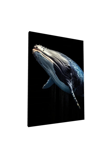 PozaTablou Pictură pe pânză - Balenă albastră în apă întunecată (20x30 cm)