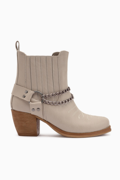 Limoya Γυναικείες μπότες Western με κέντημα Deana Beige