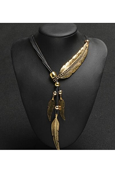 OEM Glamour Boho Leaf Pendant Necklace, EVNC, Gold