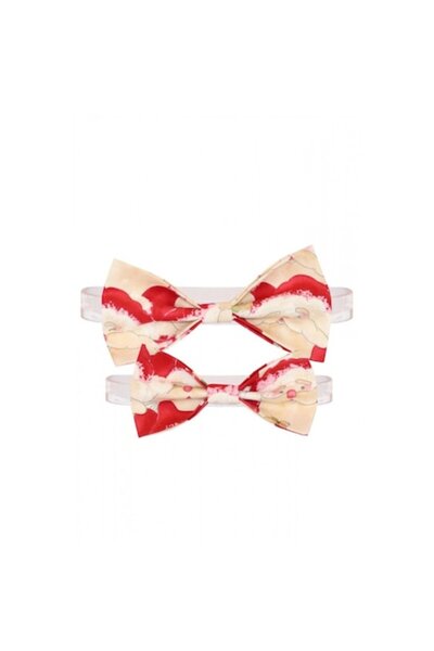 Atelier Anca Socolovschi Father and son set, cream bow ties with Santa Claus print