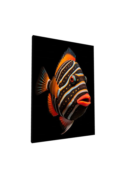 PozaTablou Pictură pe pânză: Pește tropical cu dungi strălucitoare - 70x100 cm