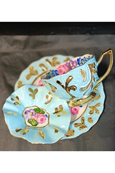 Handmade Esterhomedecor Hand-Painted Single-Person Tray Porcelain Cup Set