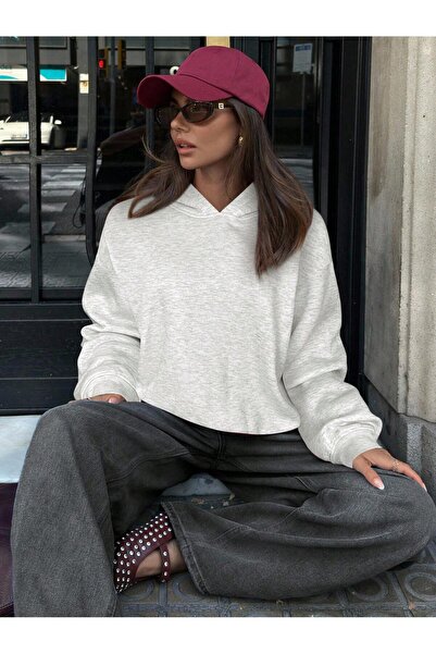 EYAX MODA Hanorac supradimensionat cu glugă pentru femei