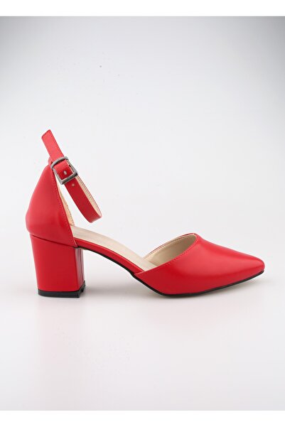 FOLLOWIN Women's Red Thick Heeled Shoes