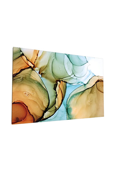 PozaTablou Pictură pe pânză: Forme abstracte în tonuri de verde și portocaliu...