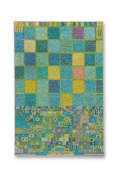 Rugs Modern Halı MOSSO Μπλε Μωβ Αποχρώσεις Έθνικ Λουλούδια με Σχέδιο Υφαντή Β...