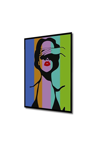 Caddemia Tablou decorativ din lemn cu aspect de ramă, pătrat, cu umbre colora...