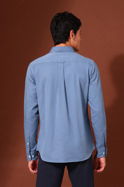 U.S. Polo Assn. Mens Blue Pure Cotton Tailored Fit Twill Shirt