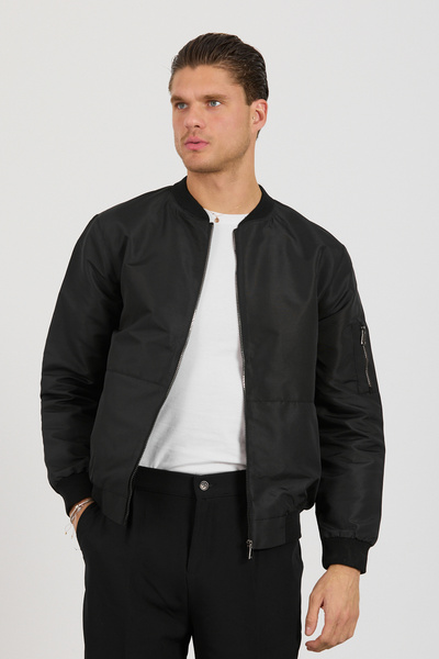 Bossago Чоловіча чорна сезонна куртка-бомбер