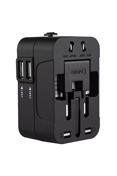Gonga Incarcator universal cu adaptor, 2 porturi USB, negru, Gonga®