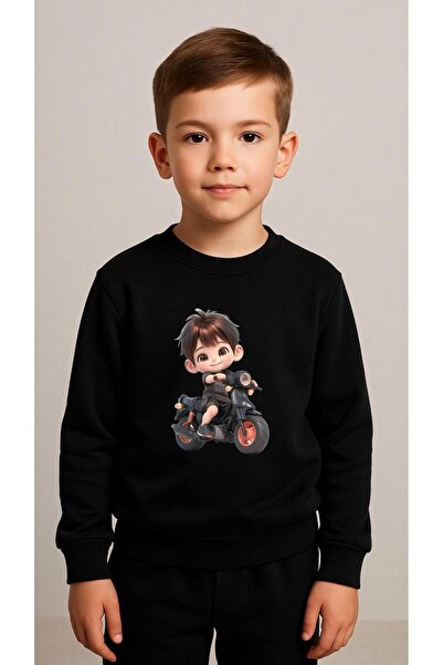 playwear Παιδικό Φούτερ Σετ Ρούχων BLACK MOTOR με στάμπα για κορίτσια και αγό...