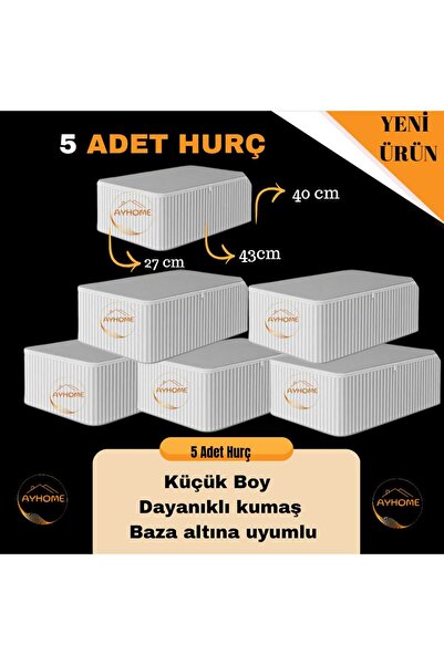AYHOME 5 Adet Gri Çizgili Baza Altı Hurç Düzenleyici Hurç 43 X 40 X 27 Cm Ölç...