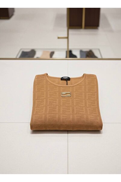 YusGos Women's Crew Neck Lace-Like Knit Metal Buckle High Quality Knitwear Sweater