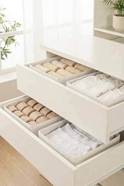 REKHOME 2-Piece White Drawer Cabinet Organizer Storage Box Children's and Baby's Room Organizer Set