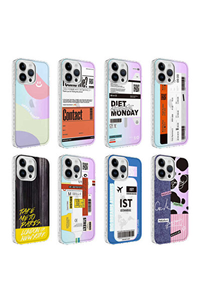 zore iPhone 14 Pro Max Compatible Aihttg Edged Colorful Patterned Silicone Senk Elegans Case-No6