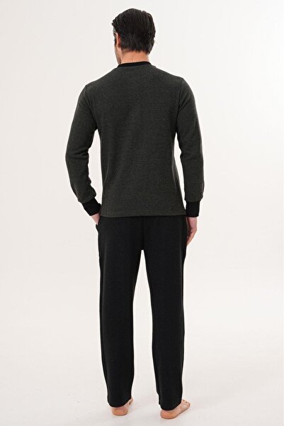 Mecit Pijama Mecit 2999 Green-Black Thessaloniki Fabric Winter Men's Pajama Set