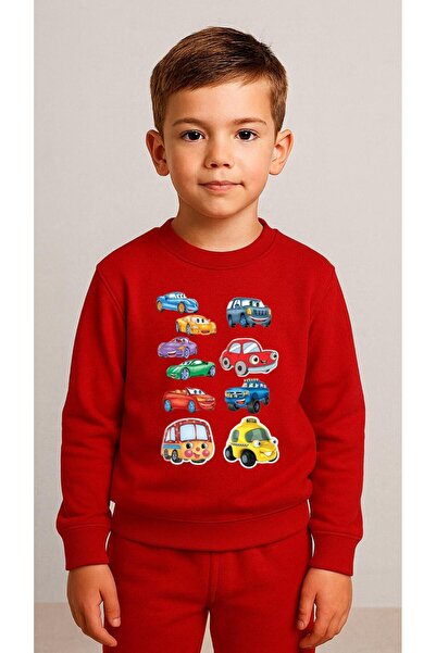 playwear سترة رياضية للأطفال MULTI CAR مطبوع للفتيات والأولاد برقبة دائرية 3 ...