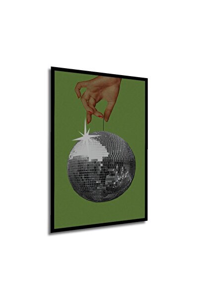 Caddemia Tablou decorativ din lemn cu aspect de ramă, cu bile de discotecă pă...