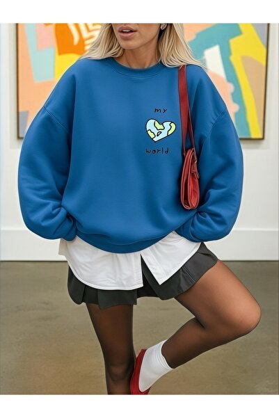 ArtYus سويت شيرت بأكمام طويلة للجنسين من MY WORLD Transfer مطبوع مقاس كبير ذو...