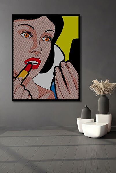 Caddemia Διακοσμητικός Ξύλινος Πίνακας Μακιγιάζ Pop Art με Εμφάνιση Κορνίζας ...