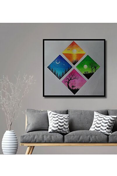 Caddemia Tablou decorativ din lemn, cu aspect de ramă, cu cerc natural, pentr...