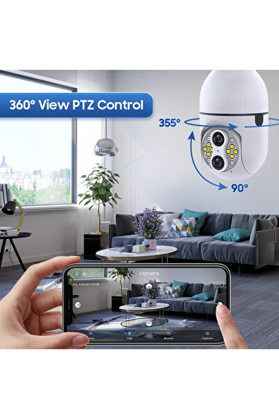 Trendoro 360° WiFi Bulb Surveillance Camera, Color Night Vision, Compatible with IOS & Android