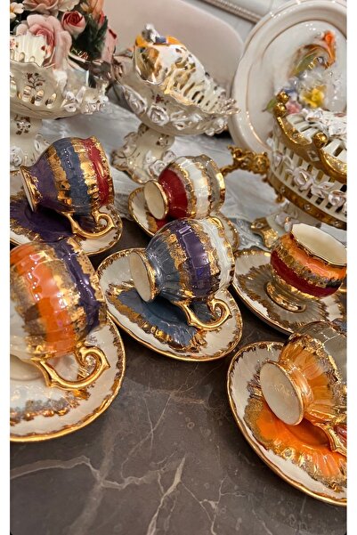 Handmade Esterhomedecor 6 Personality Hand Painting Porcelain Coffee Cup Set