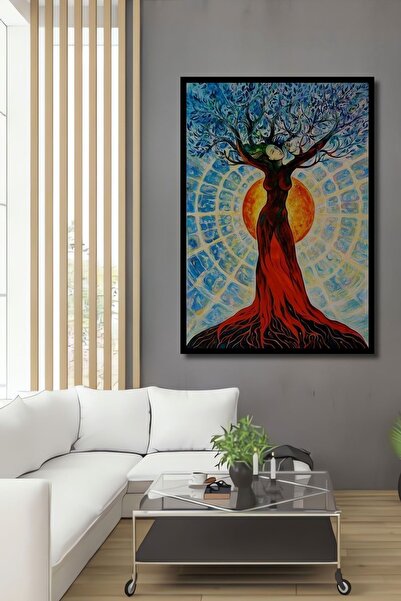 Caddemia Tablou decorativ din lemn cu aspect de ramă, cu copac pătrat, pentru...