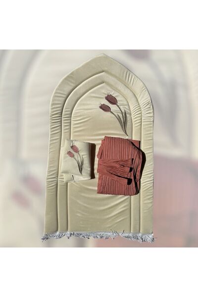 MAYAR 3-piece set: prayer mat, embroidered foam rug, Quran cover