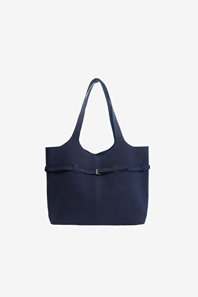 MARSEPTUN Ever Kemer Toka Detaylı Lacivert Nubuk Çanta