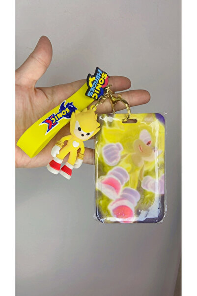synshop Super Sonic Yellow Sonic Hedgehog Silicone Keychain Card Holder Bag Charm Ornament Business Hospital School Gift