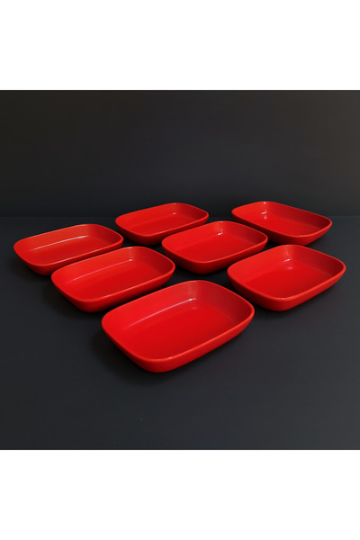 Mutser 6 Adet Kırmızı Köşeli Çerezlik Kase Seti – Plastik Servis ve Sunum Kapları