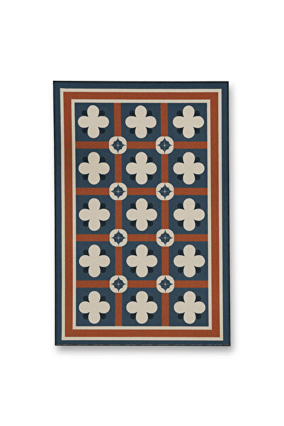 Rugs Modern Halı MOSSO Μπλε Μωβ Αποχρώσεις Έθνικ Λουλούδια με Σχέδιο Υφαντή Β...