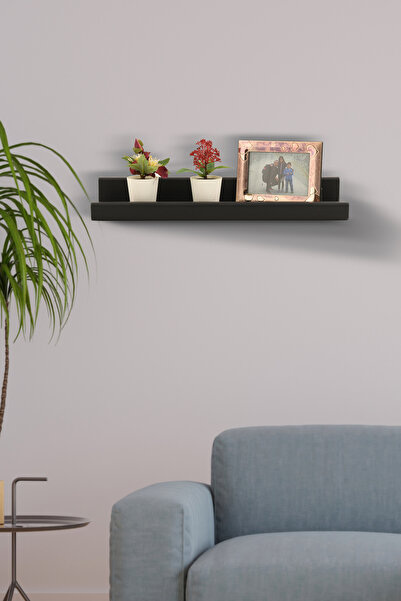 Trend Kitchen Lavento Siyah Ahşap Dekoratif Çerçeve Ve Aksesuar Rafı (50 cm )
