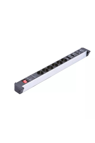 Gonga Prelungitor multifunctional cu 6 prize, 2 porturi USB si diverse interfete, Gonga® Alb