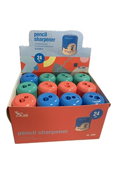 Timon Xi Pencil Sharpener 388 Face Colorful 2 Blades 24-Piece Stand