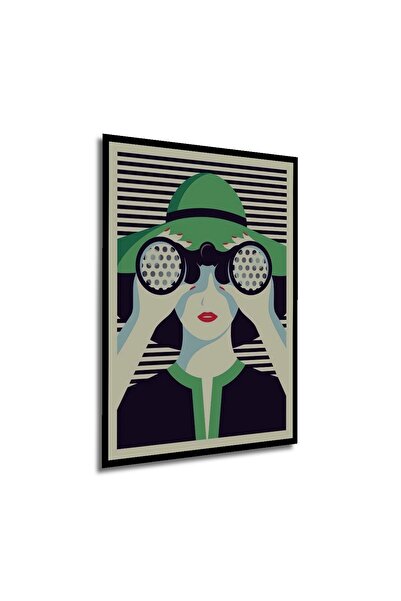 Caddemia Tablou decorativ din lemn cu aspect de cadru, pătrat, verde, cu pălă...