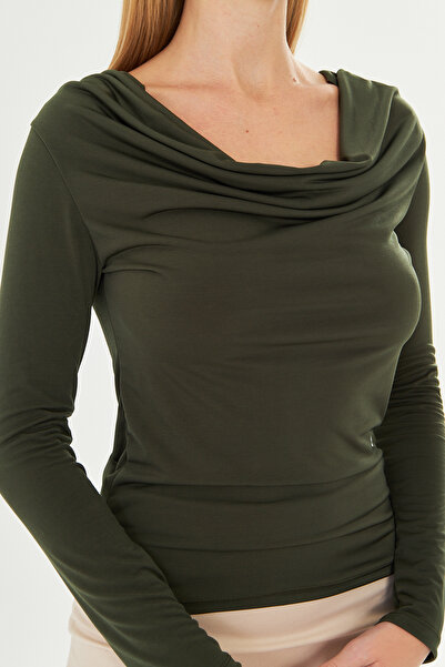 let s shine Drape Collar Sandy Long Sleeve Blouse - 738