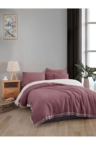 luxtex Cuvertură de pat din muselină 4 straturi, cuvertură de canapea, pătură, pătură TV dublă 220 x 240 cm