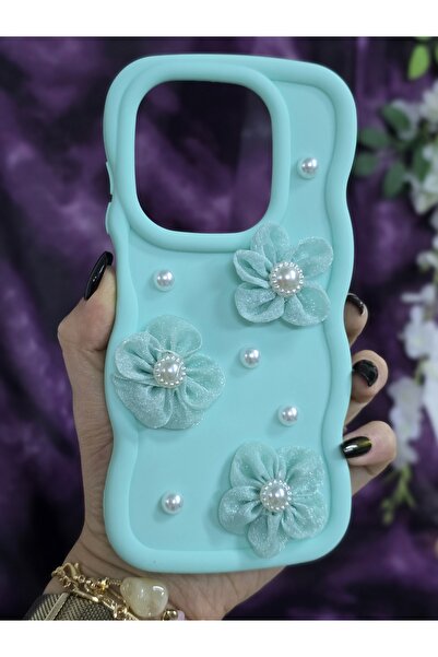 Magic Ring Infinix Hot 40I / Tecno Spark 20 / Spark 20C Compatible Water Green Pearl & Tulle Floral Stylish Phone Case