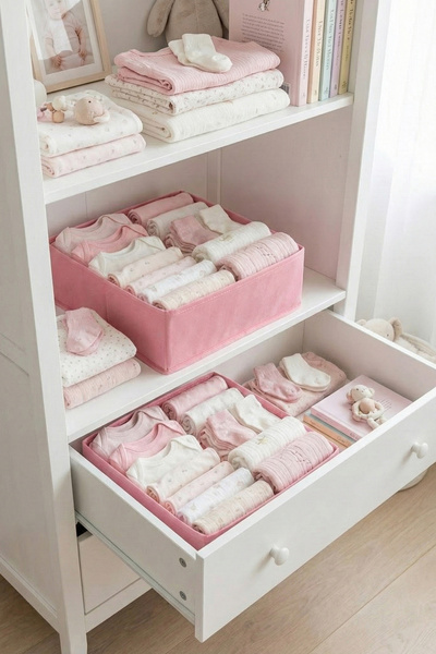 REKHOME 2-Piece Pink Drawer Cabinet Organizer Storage Box Children's and Baby's Room Organizer Set