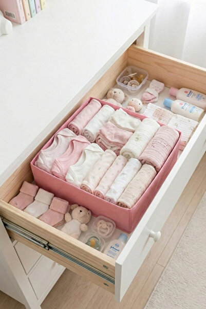 REKHOME 2-Piece Pink Drawer Cabinet Organizer Storage Box Children's and Baby's Room Organizer Set