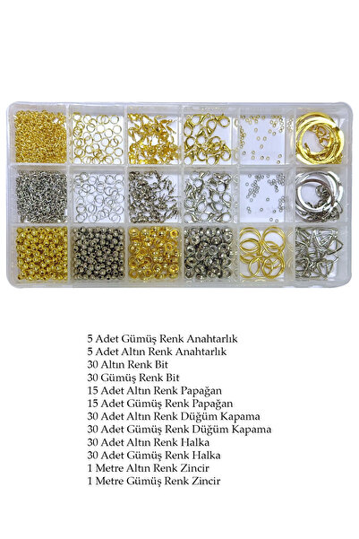 By MO Accessories 18'li Kutuda Aparat Kutusu Zincir Papağan Halka Düğüm Kapam...