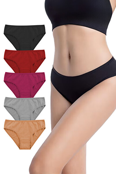 Yohannes Club , Γυναικεία βαμβακερά εσώρουχα Basic Slip, Κοπή μπικίνι, Πακέτο 5 τεμαχίων, Απαλή αφή