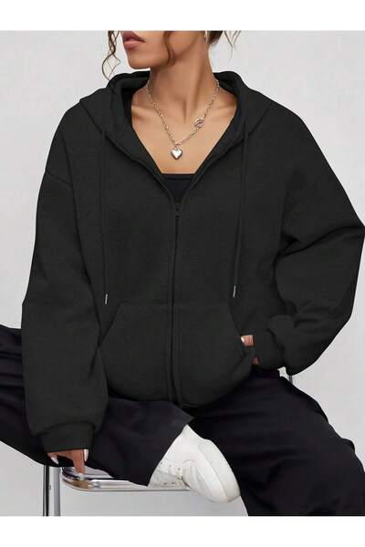 EYAX MODA KADIN FERMUARLI KAPŞONLU CEKET